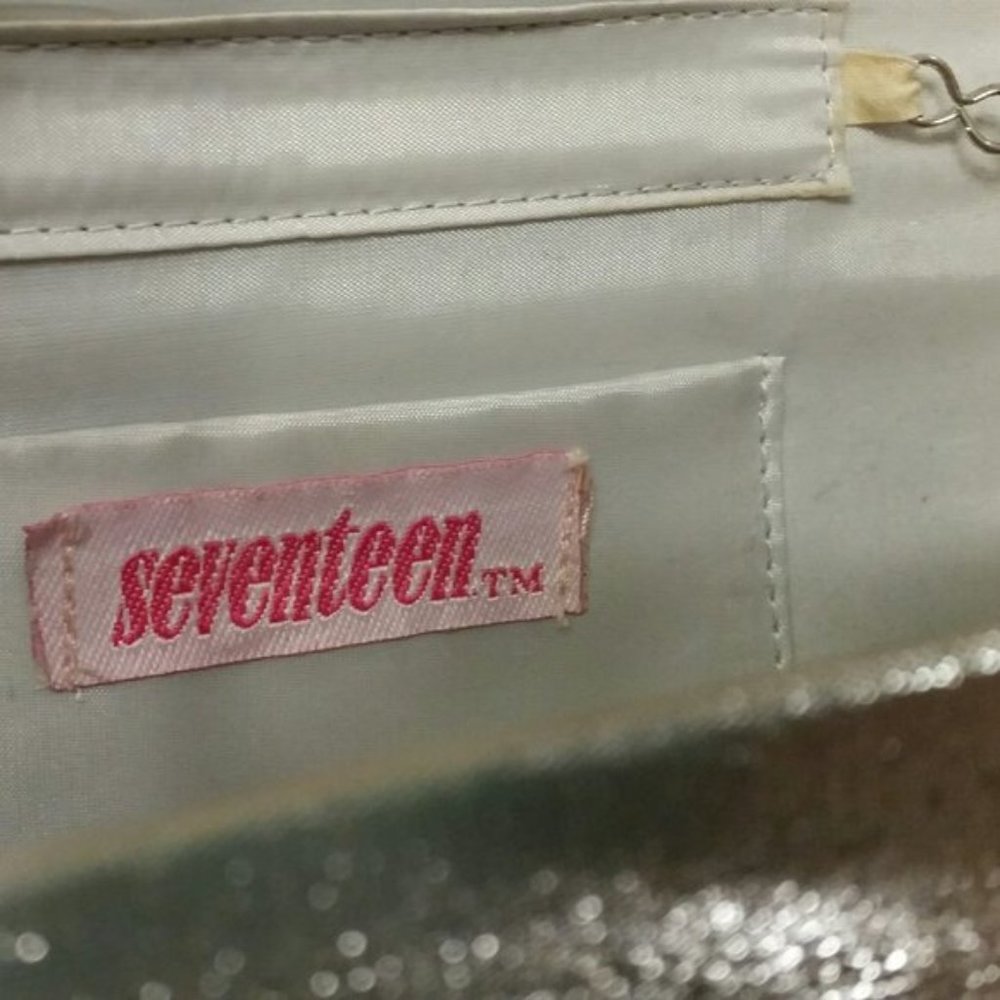 Silver shimmer clutch purse with chain - Picture 3 of 3